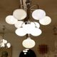 10-light chandelier in opaline and chrome-plated metal, 1960
