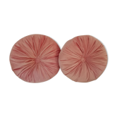 Lot of 2 round cushions in pale pink velvet