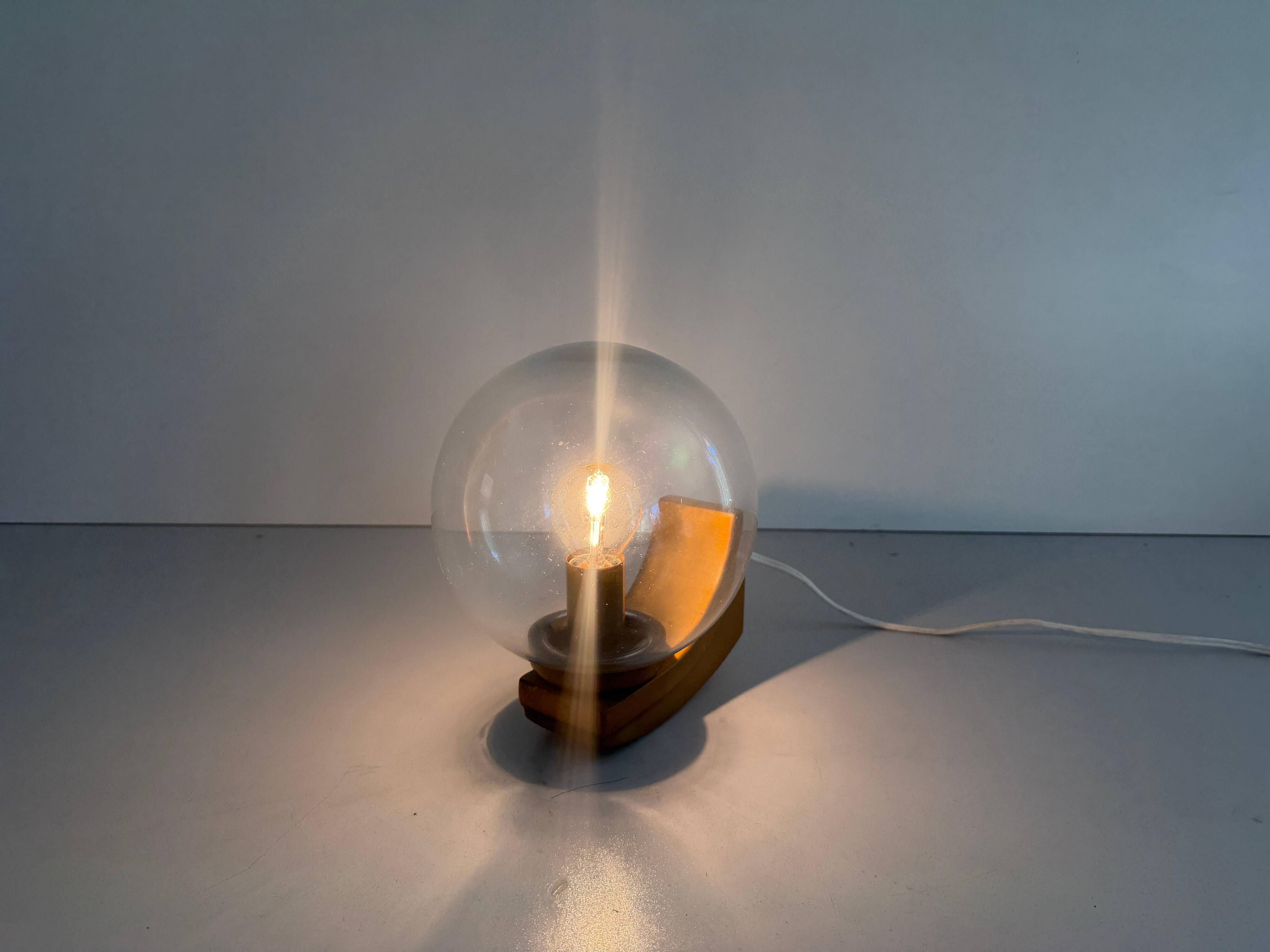 Simple glass and brass wall light from the mid-century, 1960, Germany.