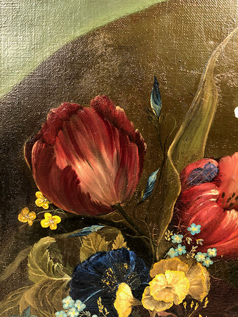 French School nineteenth oil on canvas, bouquet of flowers dated 1883