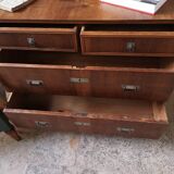 Old wooden chest of drawers plus veneer