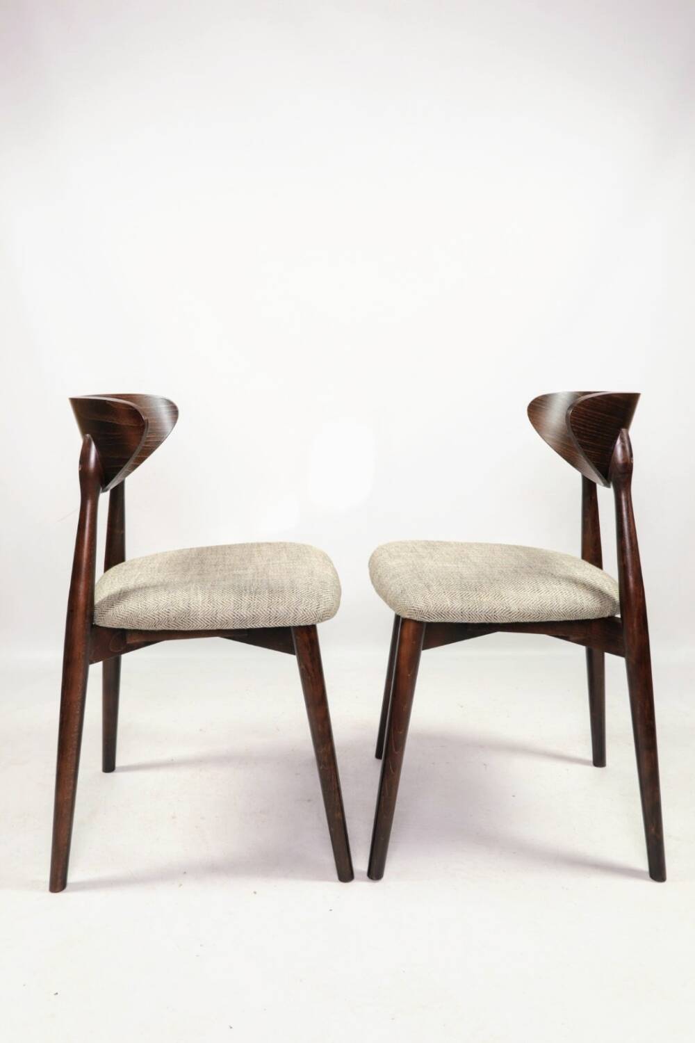 Set of 4 heritage herringbone natural linen dining chairs