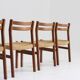 Mid Century Danish teak and paper cord dining chairs 1960s , set of 4