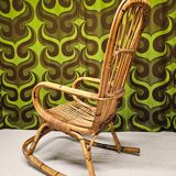 Italian rocking chair 1960 bamboo and rattan