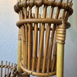 50s rattan plant stand floor lamp