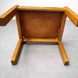 Set of 4 chairs from the 1960s in elm and patinated leather.