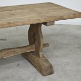 Large 19th century elm monastery table with solid top