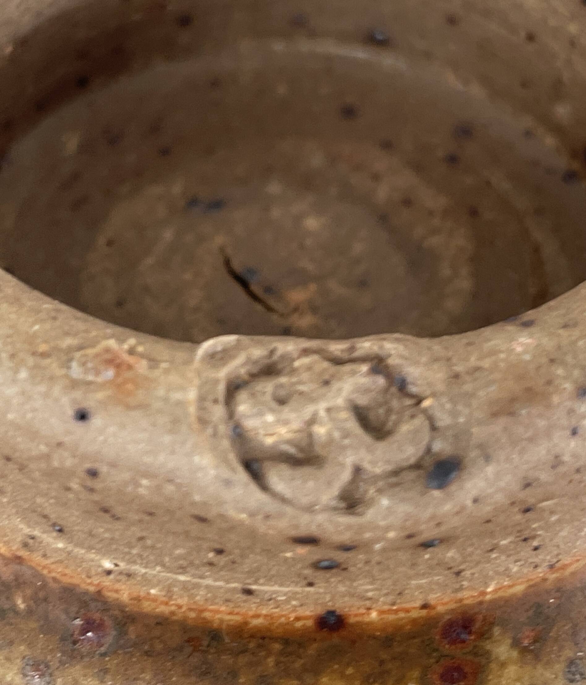 Pyrite stone bowl signed by Gustave Tiffoche – vintage French ceramics from the 70s.