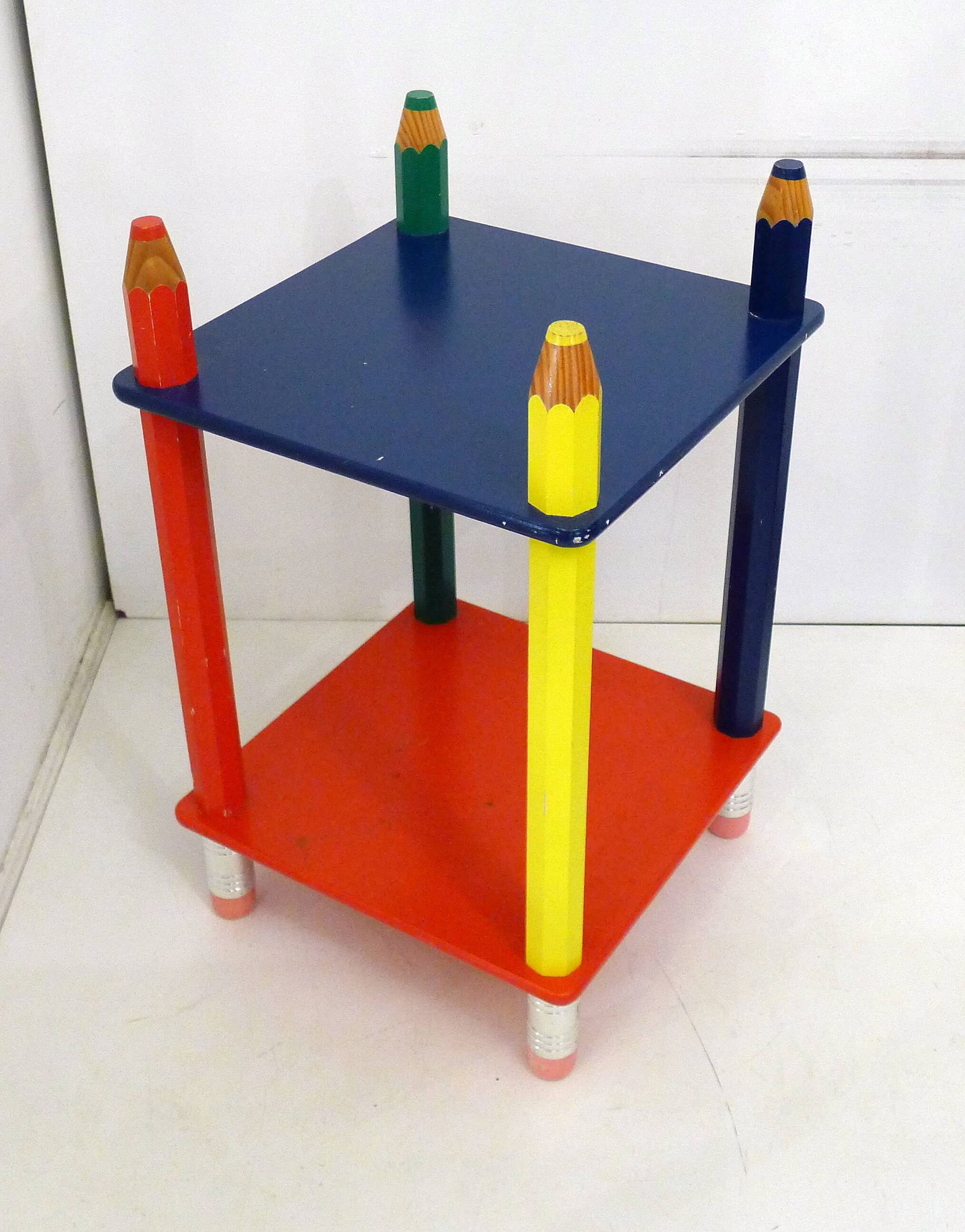 Side table / bedside table Colourful crayons 1980s