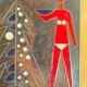 Vintage mid-century three-panel enamel figurative wall art