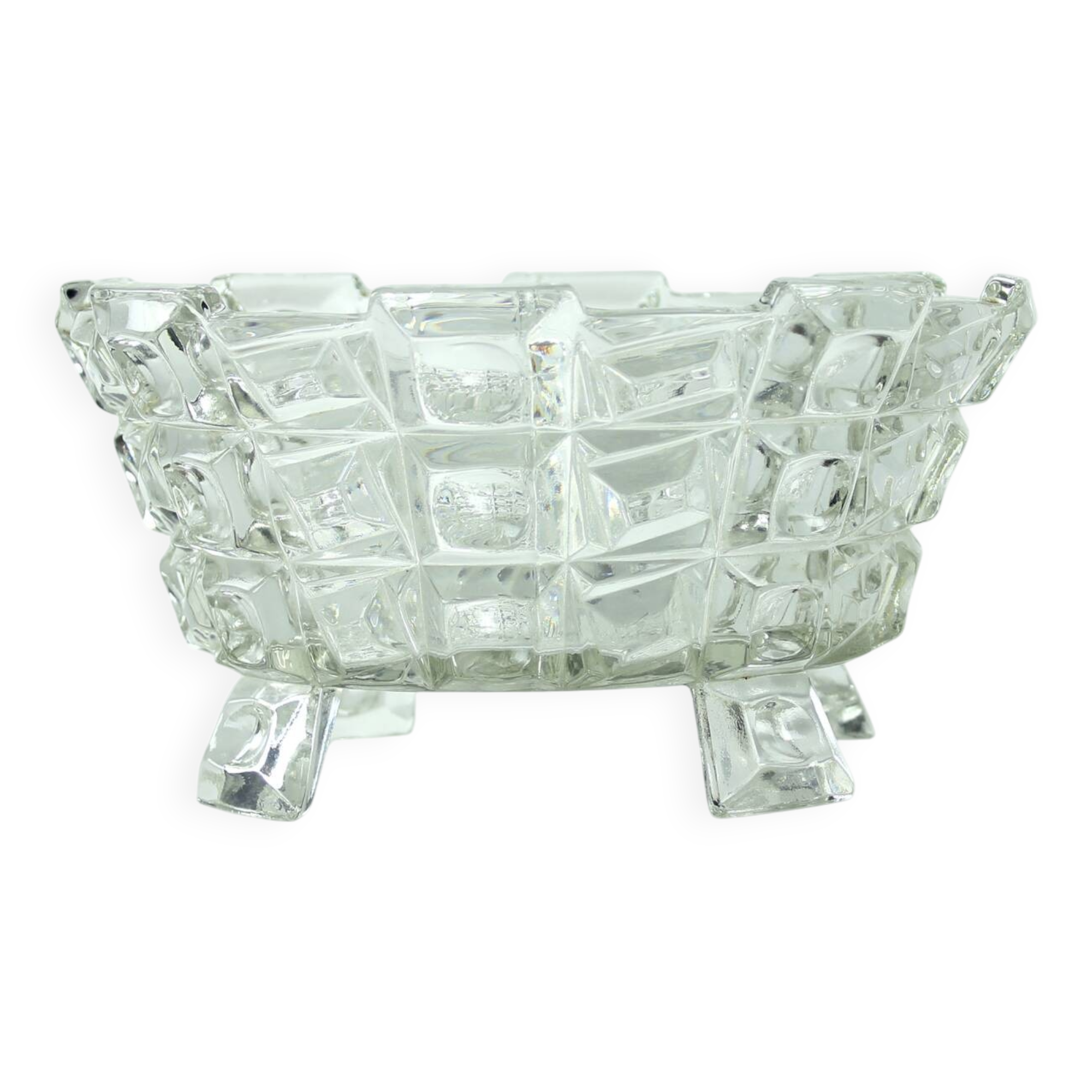 Set Of Two Art Deco Pressed Glass Bowls By Libochovice, 1930s