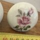 2 Large round porcelain door handles with pink flower decoration diameter