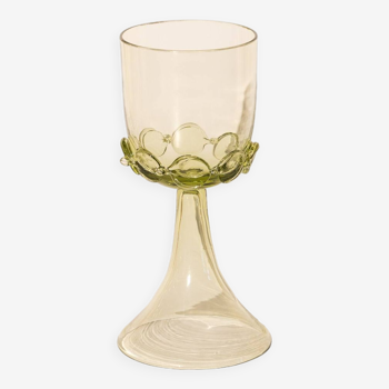 Pair of mouthblown wine goblets - chain