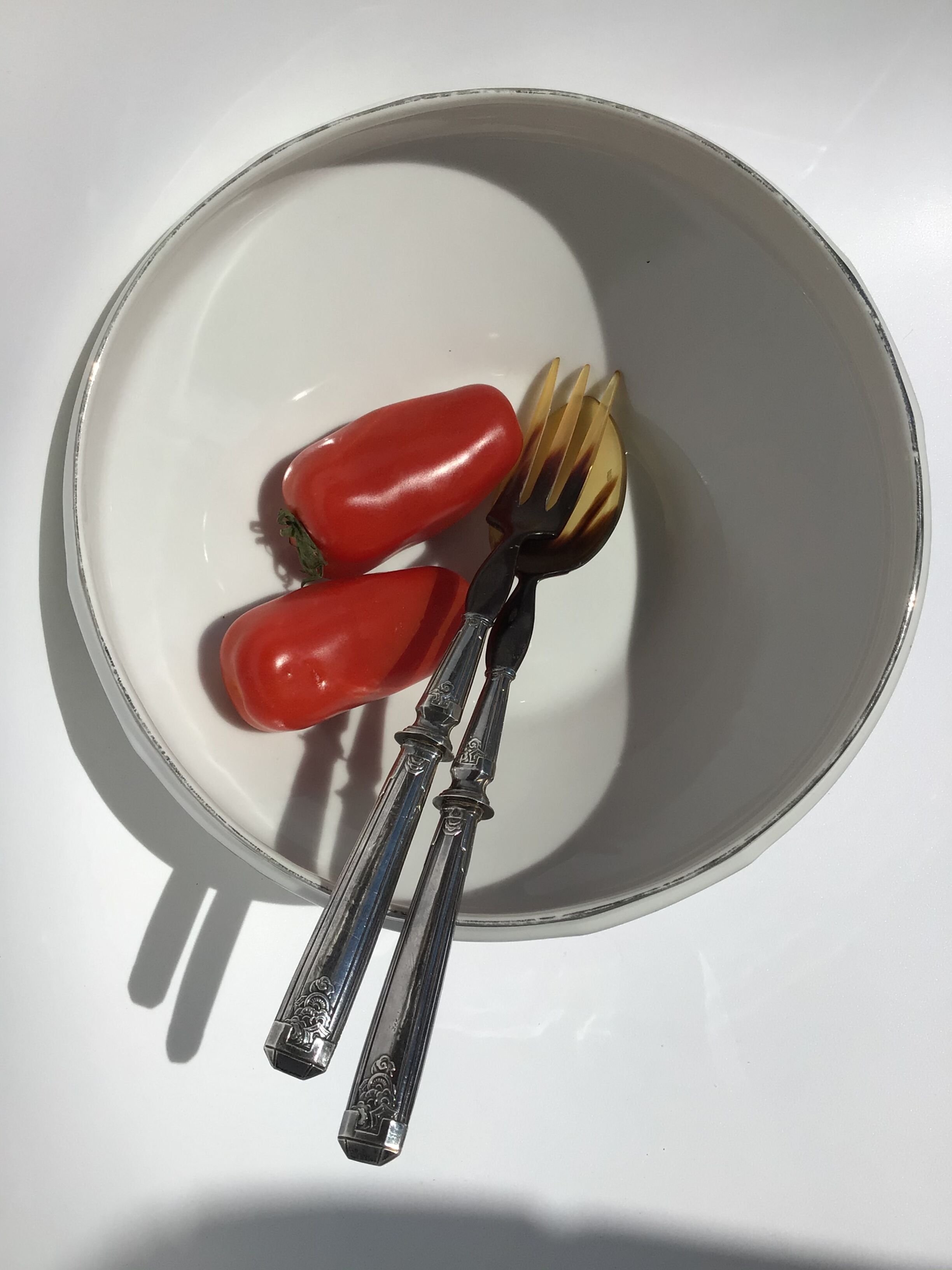 Salad bowl Art Deco porcelain silver net