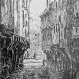 Tableau "Rue verrerie Dijon vers 1880" par Paul Deval Dessin à l'encre