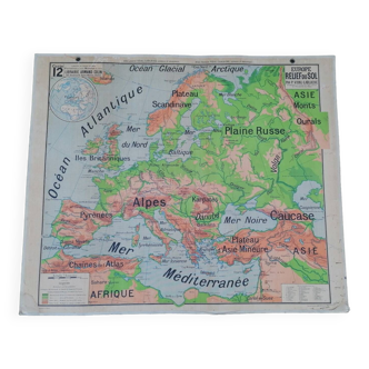 Old Vidal Lablache Europe school map N°12