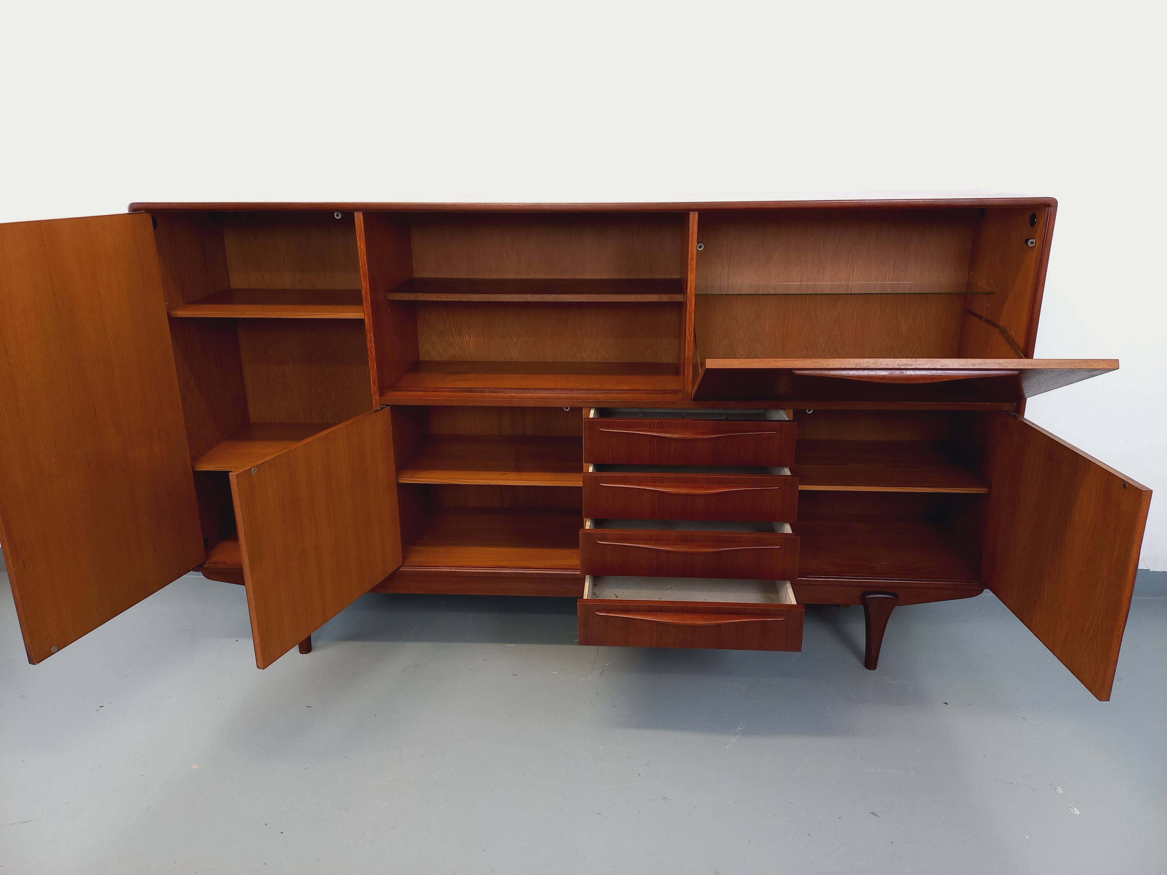 Vintage Scandinavian high sideboard in teak from the 50s and 60s