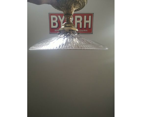 Ceiling lamp/wall lamp/suspension bronze/glass art deco glass signed HOLOPHANE PATENT