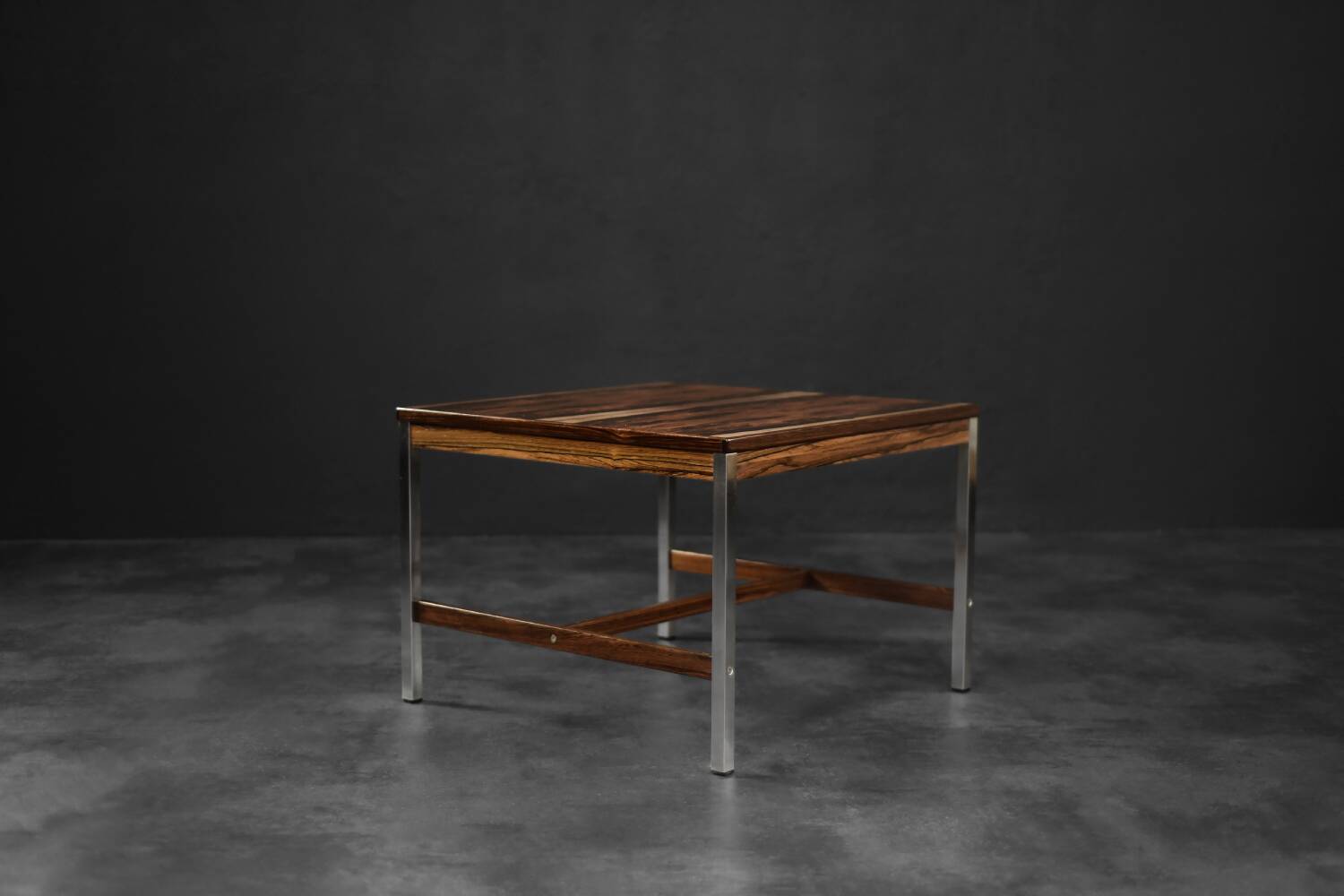 Vintage Mid-Century Modern Swedish Square Rosewood and Aluminium Coffee Table