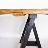 Large dining table wooden doors top mounted on black handles