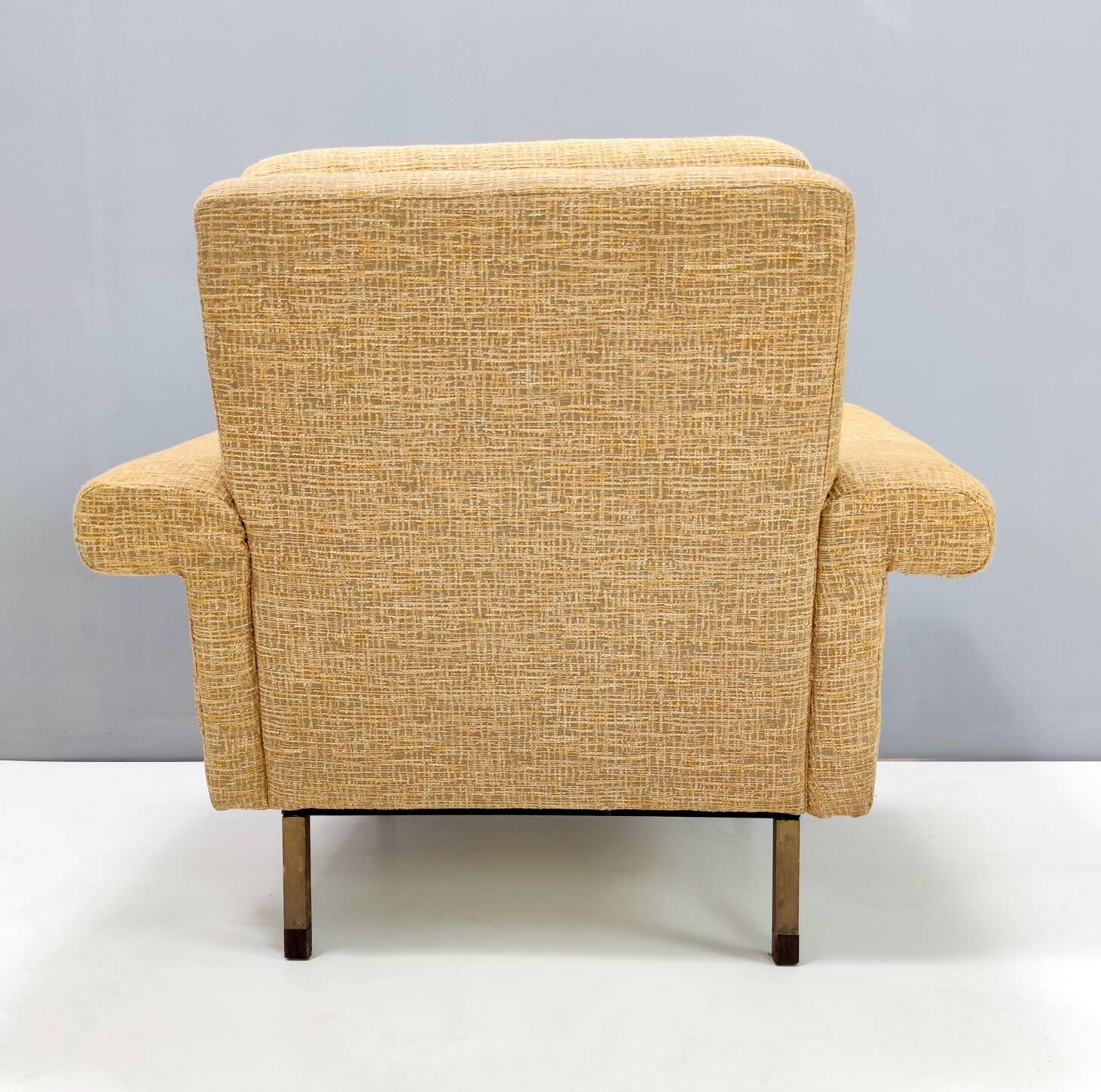 High-Quality Vintage Goldenrod Fabric Armchair, Italy
