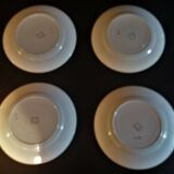 Série de quatre assiettes plates faïence P.B. Rochechouart Limoges modèle Anna