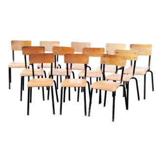 Set of 12 old school chairs from the 50s/60s
