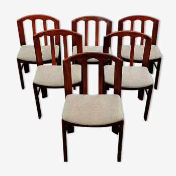 Lot de 6 chaises en teck massif Roche Bobois 1960/1970