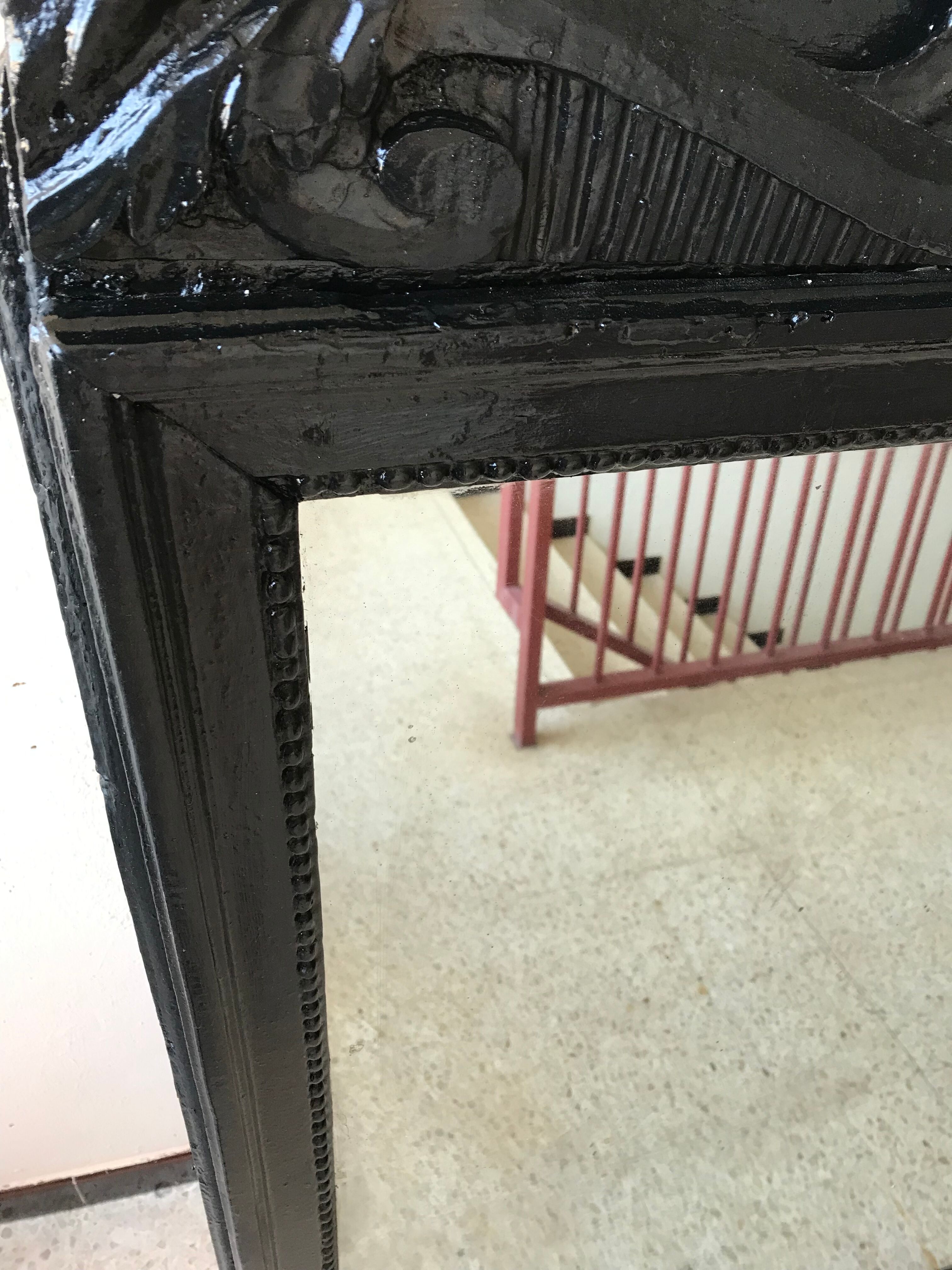 Antique mirror painted black, 143x82 cm
