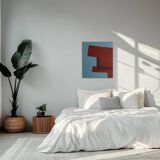 Minimalist canvas "structure in blue and red"