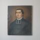 Old 19th century oil on canvas portrait painting priest vintage religious painting