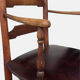 Antique rustic armchair in walnut and leather, 18th century.