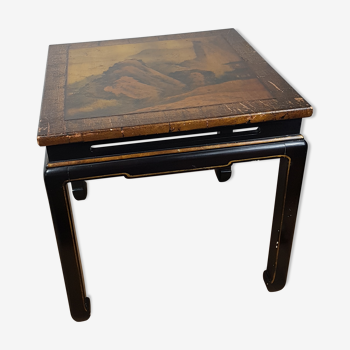 Table basse chinoise en bois et lacque