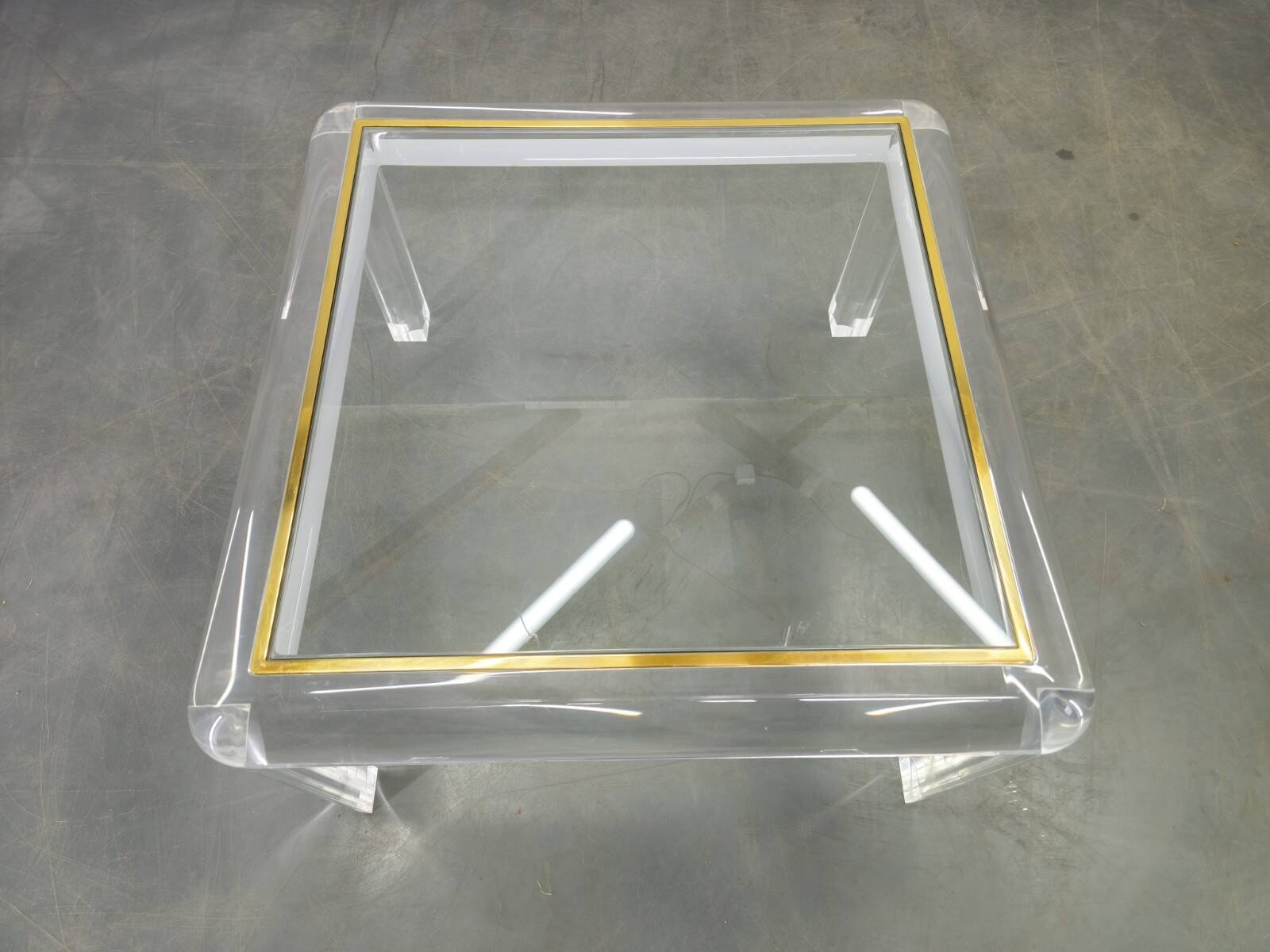 Italian Acrylic, Brass and Glass Coffee Table, 1980s