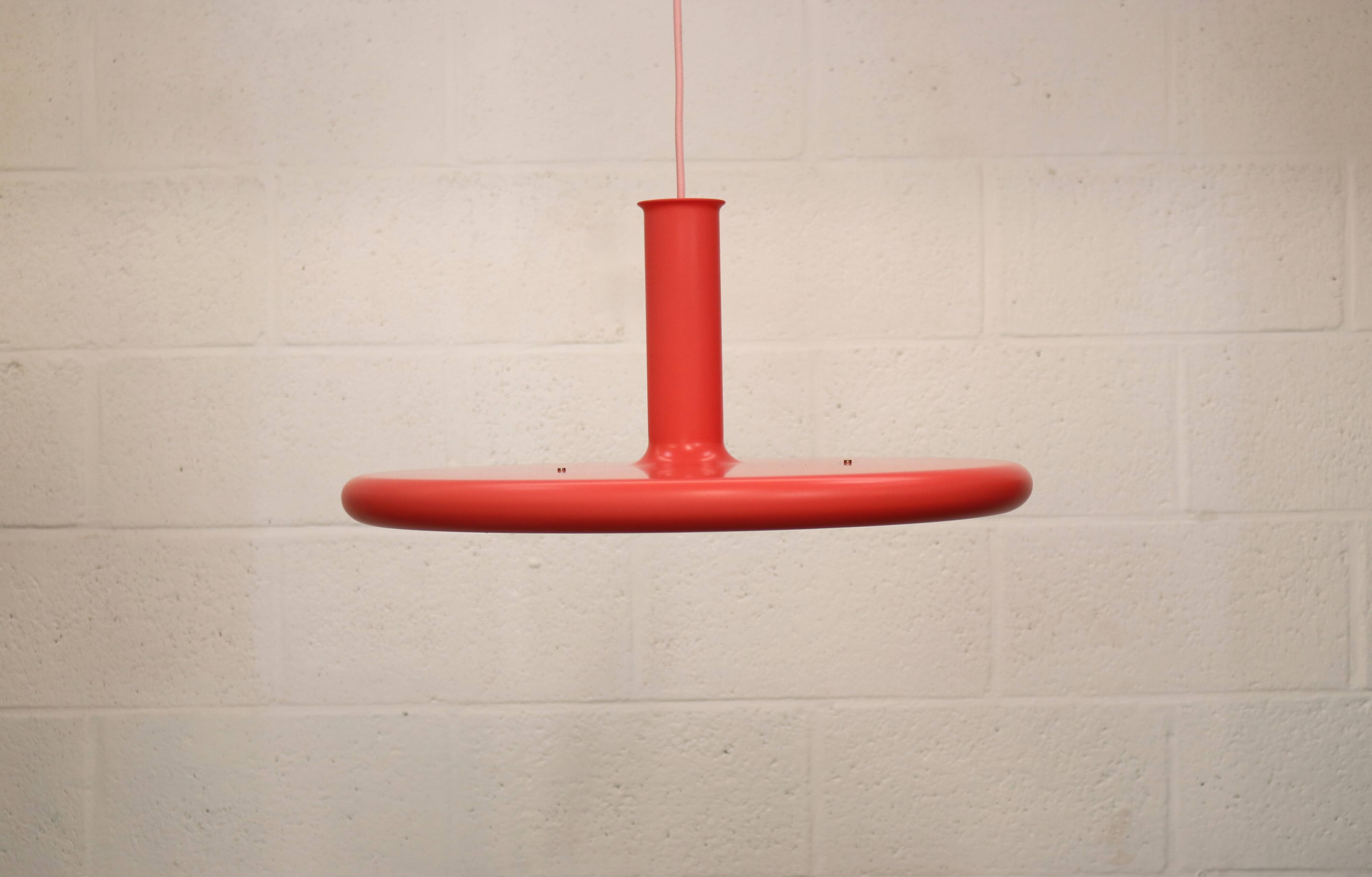 Pink Fog & Morup Optima vintage pendant lamp: Hans Due design, Denmark 1970