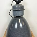 Large Grey Enamel Industrial Factory Lamp from Elektrosvit, 1960s