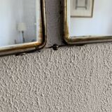 Vintage 1930s barber's triptych mirror, black beveled crystal - 28 x 70 cm