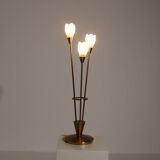 Lampe de table en laiton brossé et verre, Allemagne, années 1970