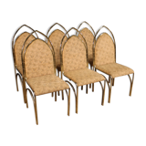 Six Italian design chairs in golden metal