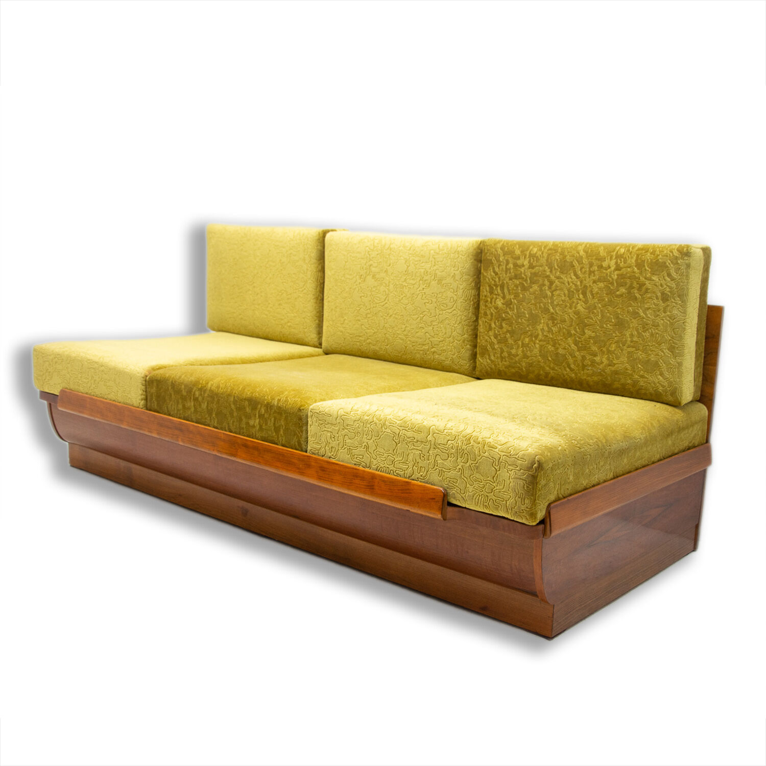 mid century sofabed in walnut by jindrich halabala for up zavody, 1950´s
