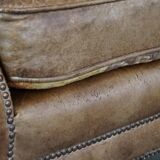 Set of 2 nice, subtle cowhide armchairs with reversible Kelim seat cushions