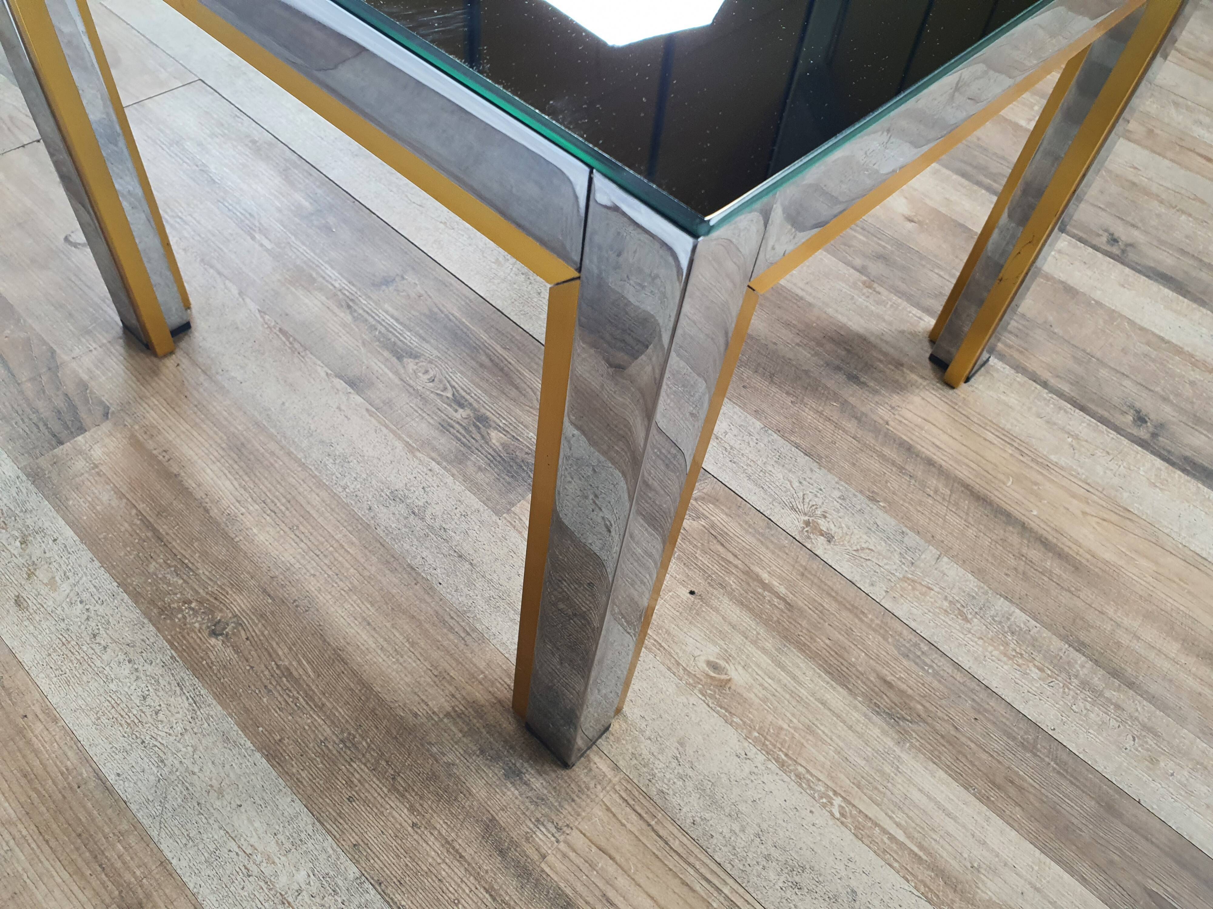 Table basse de Renato Zevi avec plateau en miroir, années 70