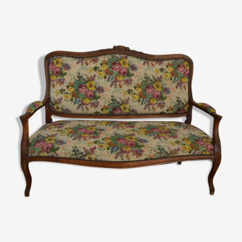 Banquette de style Louis XV en noyer