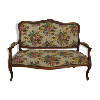 Banquette de style Louis XV en noyer