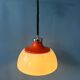 Suspension Space Age massive in white plexiglass Mid-Century with a red top cap.