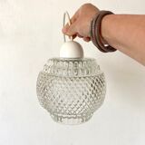 Vintage pendant lamp in molded glass