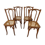 Suite of 4 chairs of Bistrot cannage Japy Frères 1920s