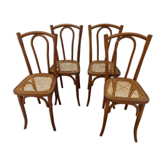 Suite of 4 chairs of Bistrot cannage Japy Frères 1920s
