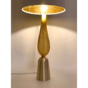 Amber and gold murano glass table lamps with bouclé lampshde