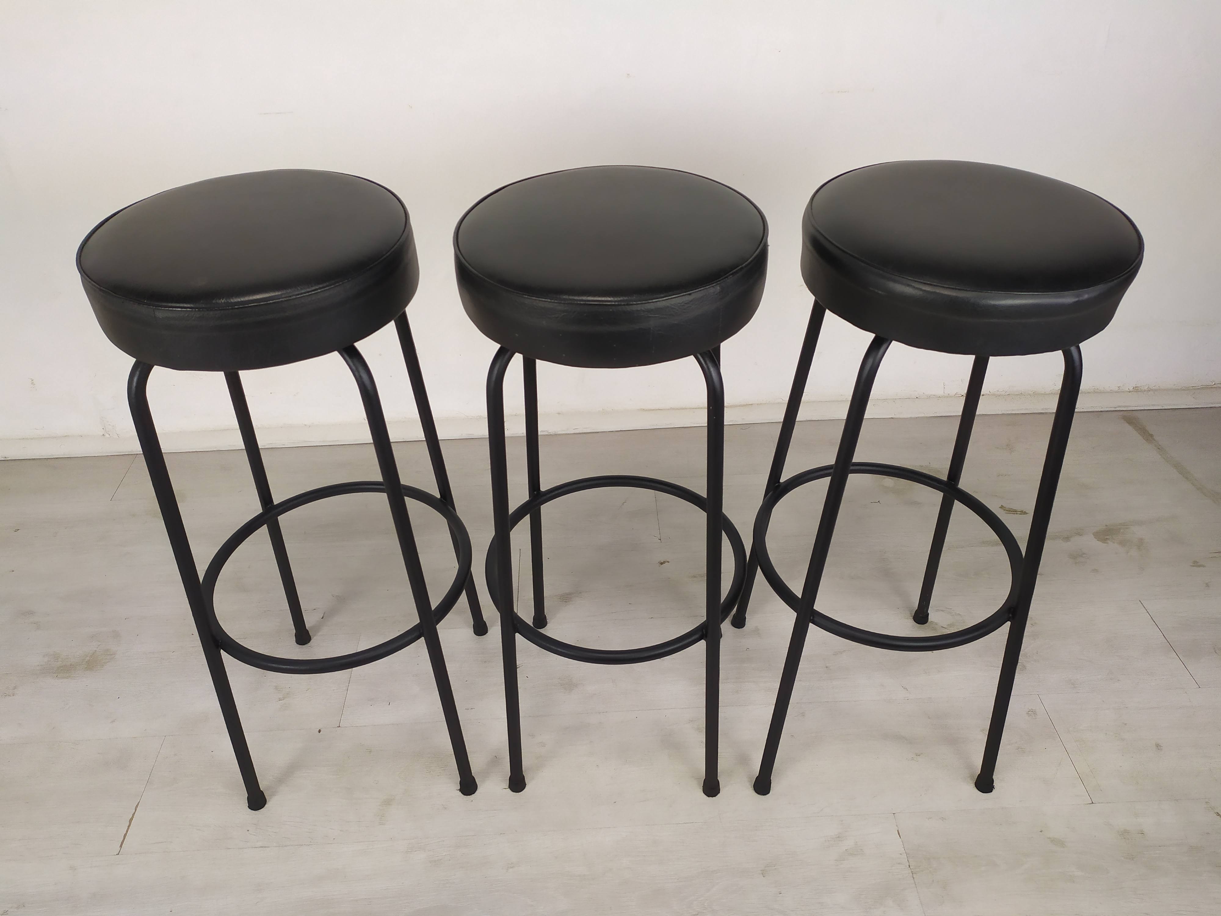 3 vintage black bar stools